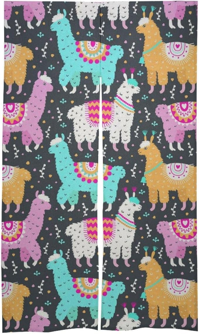 Llama Alpaca Light Blocking Door Curtain, Suitable for Bedroom Entrance