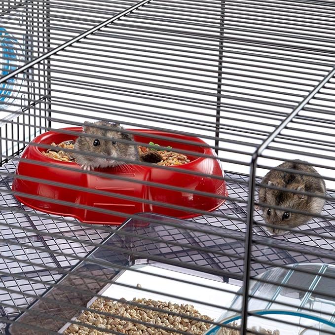 Ferplast Favola Hamster Cage Includes Free Water Bottle, Exercise Wheel, Food Dish & Hamster Hide-Out Large Hamster Cage Measures 23.6L x 14.4W x 11.8H-Inches