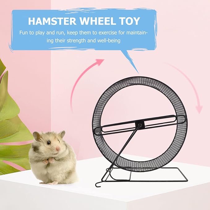 Garneck Hamster Running Wheel Exercise Accessories Whee-lo Toy Rat Cage Accessories Iron Hamster Exercise Plaything Squirrel Playing Wheel Iron Squirrel Toy Rat