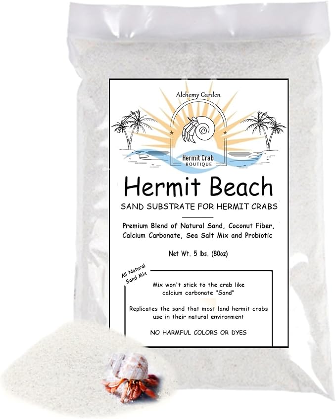 5 lbs. Hermit Crab Sand Substrate, All Natural Premium White Sand Mixture, for Hermit Crab Tanks