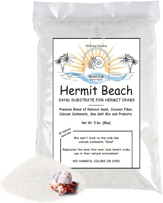 5 lbs. Hermit Crab Sand Substrate, All Natural Premium White Sand Mixture, for Hermit Crab Tanks