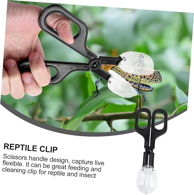 Mipcase 3pcs Reptile Feeding Clip for Crickets Locusts Plastic Scissors Handle Easy to Use
