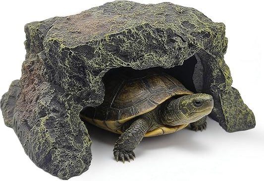 BNOSDM Reptile Hideout Rock,Tortoise Hide Cave,Resin Rock,Lizards Hideaway,Turtle Basking Platform,Reptiles Habitat Decor Tank Accessories for Bearded Dragon Gecko Snakes Chameleon Frogs