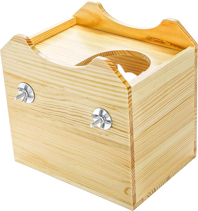 Yesland Wood Chinchilla House, Natural Small Animal Hideout Hut for Chinchilla, Squirrel, Sugar Gliders in Cage -Ventilated Wooden Hamster Habitat with Multiple Doors - 8.5 X 6 X 8 Inches
