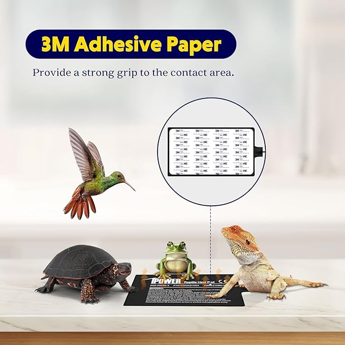 iPower 8x12 Inch Reptile Heating Pad with Adjustable Controller Knob, Under Tank Heater Mat for Turtles, Lizards, Snakes, Amphibians & Small Pets