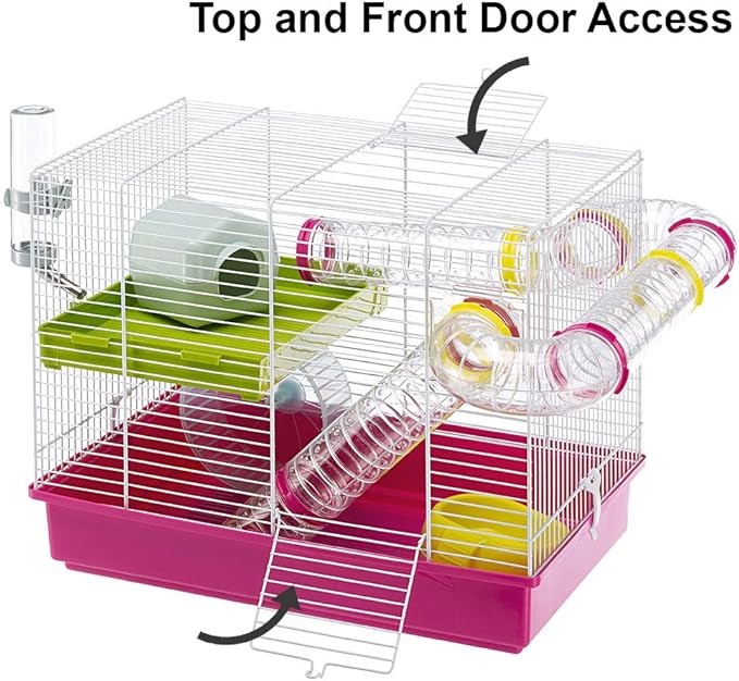 Ferplast Laura Small Hamster Cage | Fun & Interactive Cage Measures 18.11L x 11.61W x 14.8H & Includes All Accessories
