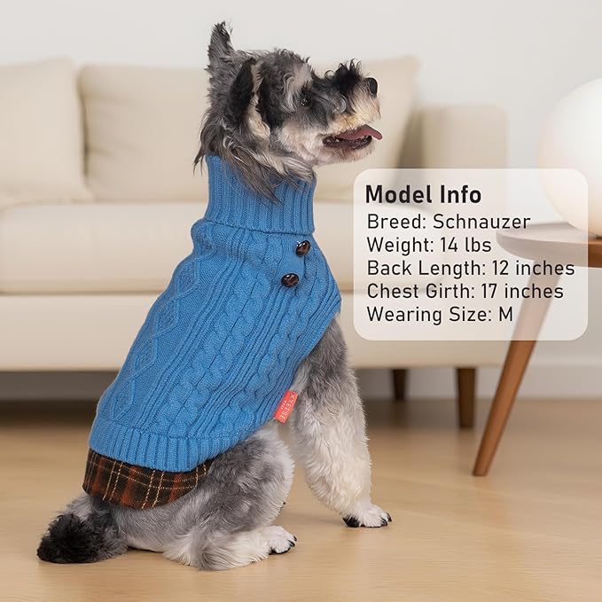 KYEESE Dog Sweater Stretchy Comfy Pet Coat for Fall Winter Cold Weather Soft Pullover Dog Sweaters for Small Dogs Male Warm Turtleneck Small Dogs Sweater