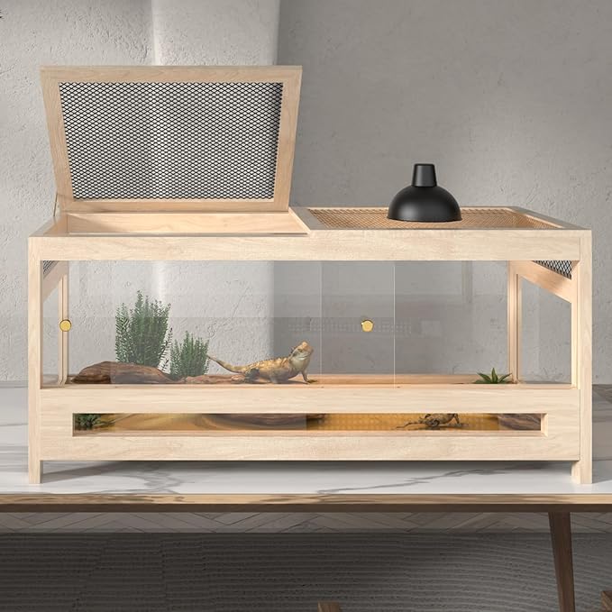 80 Gallon Reptile Tank 4x2x2 – Extra Large Bearded Dragon Enclosure with Mesh Top, Reptile Habitat & Terrarium for Lizards