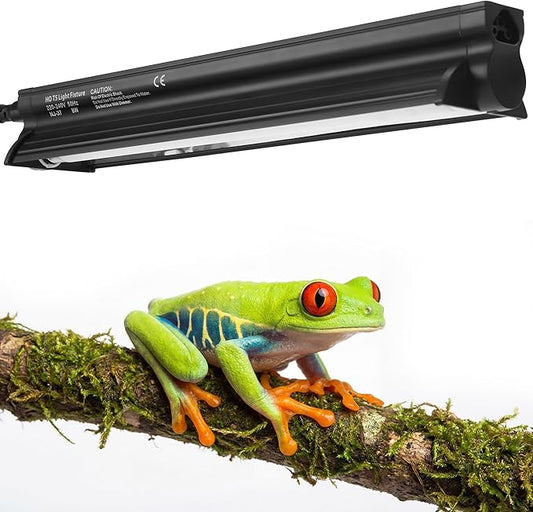 T5 HO UVB Reptile Light Kit, 12.4" Fixture with 8W 5.0 UVB Tube, Suitable for Rainforest Reptiles Including Red-Eyed Tree Frogs