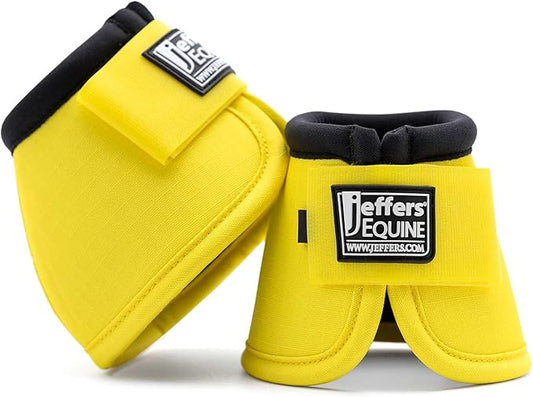 Jeffers Equine No Turn Bell Boots for Horses - Yellow, Large | Shock Absorbing Hoof Protection | Secure Double Hook & Loop Closure, Perfect for Travel, Turnout, Training, & Riding - 1 Pair