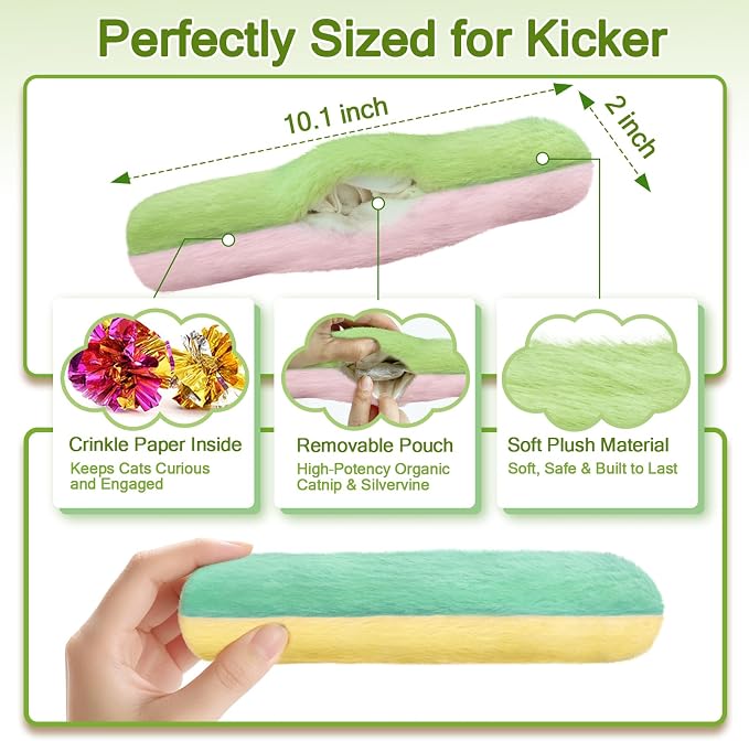 Retro Shaw Refillable Catnip Cat Toys Pillows, for Indoor Cats Kicker, 3PCS - Image 3
