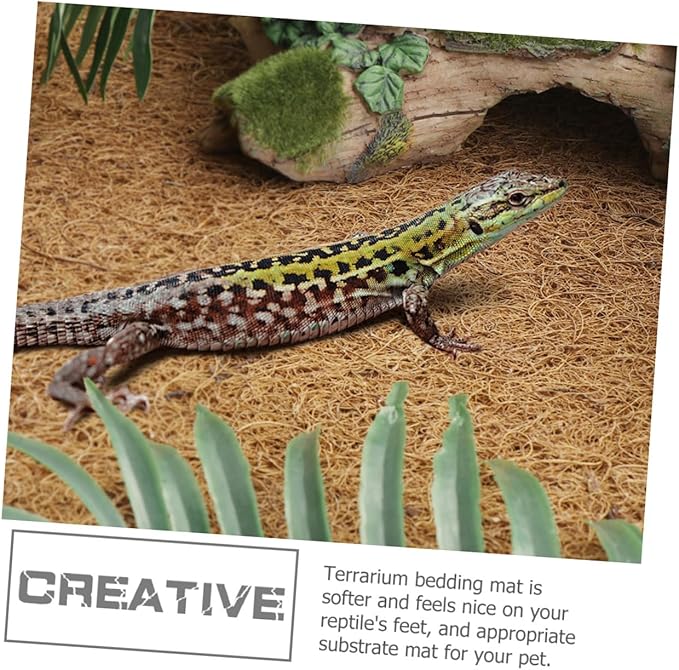 Angoily Reptile Terrarium Bedding Mat Coconut Fiber Substrate Liner for Lizards Tortoise Bearded Dragon Soft Non-Slip Insulation Carpet Pad for Glass Enclosures