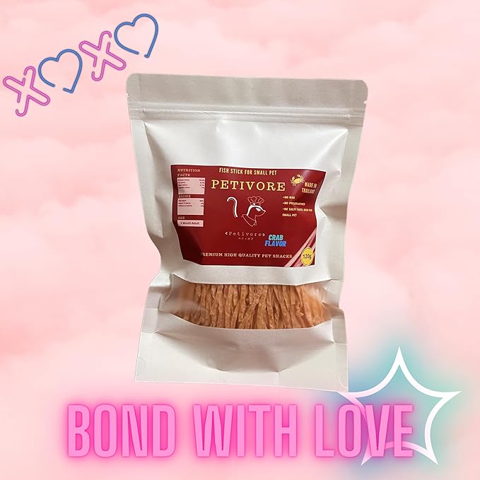 Crab Flavor - Premium Large Pack Fish Snack for Sugar Glider and Small Exotic Pet - Made from Real Fish - Hamster, Squirrel, Marmoset - Delicious Treats (120g)