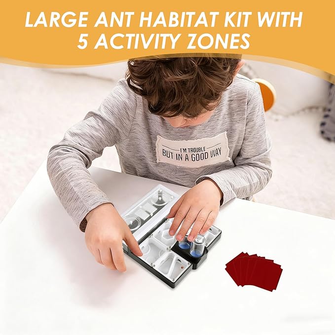 Ant Farm Nest - Educational Habitat - Black and White Acrylic Design with Built-in Water Tower and Clear Observation Area (L)