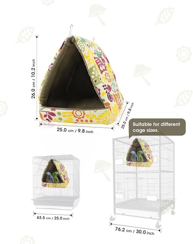 ANZOME Warm Bird Nest Hammock for Cage – Claw-Safe Anti-Tangle Fleece Winter Snuggle Hut with Reinforced Anti-Collapse Walls & 2 Washable Mats – Large Hanging Cave for Conures, Cockatiels, Parakeets