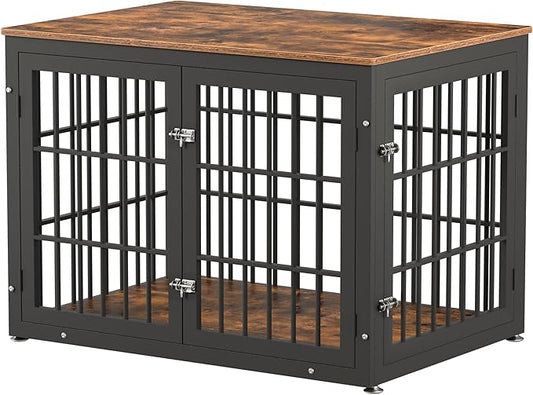 rehomerance 42 Inch Heavy Duty Dog Crate Furniture for Large and Medium Dogs, Decorative Pet House End Table, Wooden Cage Kennel Furniture Indoor, Rustic Brown
