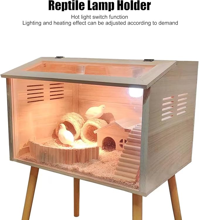 Cocoarm Heat Lamp Holder, E27 Reptile Ceramic Heat Lamp Holder with Light Switch Heat Lamp Socket for Tortoise Lizard Reptile Ceramic Lamp Holder (US Plug 120V)