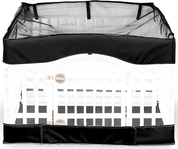 2 Pack Dog Playpen Cover and Bottom Pad Fits for 36 Inch 4 Panels Pet Playpen, Dog Crate Pad Puppy Play Pen Cover, Hoop and Loop Design (Note: Playpen Not Included). PureBlack