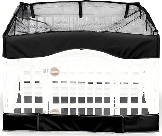 2 Pack Dog Playpen Cover and Bottom Pad Fits for 36 Inch 4 Panels Pet Playpen, Dog Crate Pad Puppy Play Pen Cover, Hoop and Loop Design (Note: Playpen Not Included). PureBlack