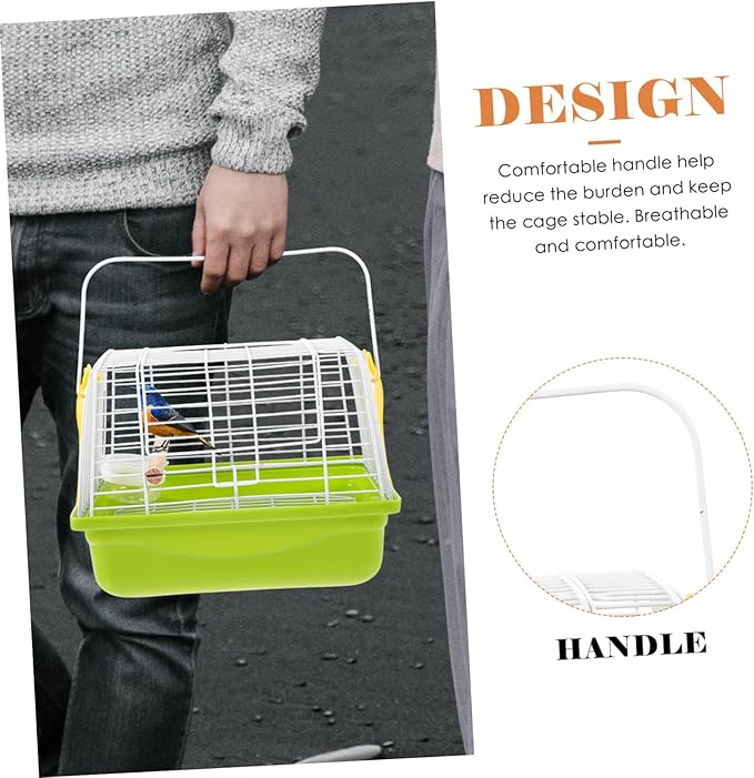 Happyyami Portable Wire Bird Carrier Cage with Handle for Parrots and Small Birds Metal Travel Cage with Ventilation for Outdoor Trips Comfortable and Safe