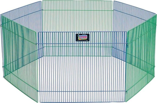 MidWest Homes for Pets Small Animal Pet Playpen/Exercise Pen, Blue and Green,1 Count (Pack of 1), Small Animal Playpen.