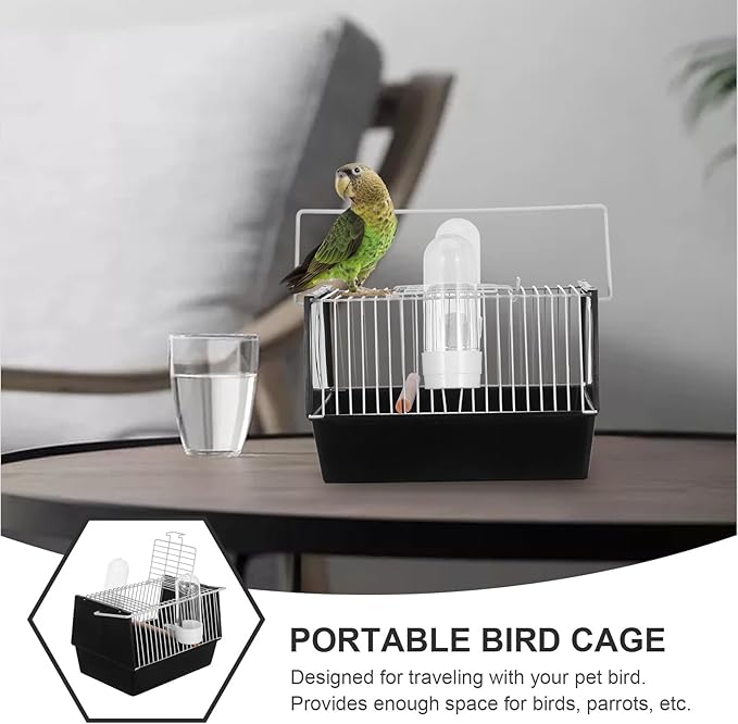 HEMOTON Portable Bird Carrying Cage with Handle Small Plastic Parrot Transport Cage for Outdoor Travel for Parakeets and Cockatiels