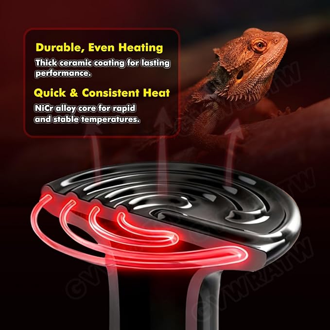 2-Pack Non-Light Ceramic Heat Emitter Bulb for Reptiles 0.28 inch(85mm) ?€? Durable Heat Lamp for Terrariums, Ideal for Lizards, Snakes, Birds & Small Pets(150 Watts)
