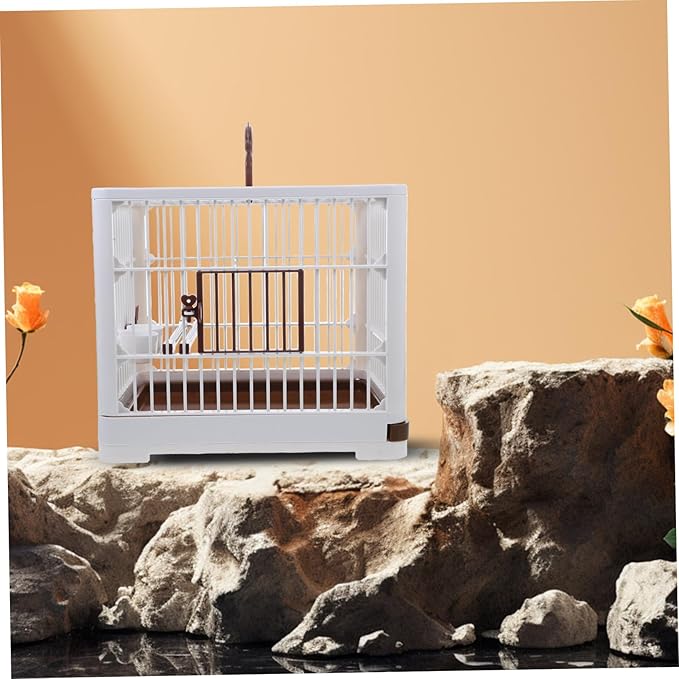 Portable Bird Travel Cage with Handle for Parakeets Small Birds and Pigeons Lightweight Plastic Carrier with Ventilation Removable Tray for Easy Cleaning Outdoor Flight Cage for