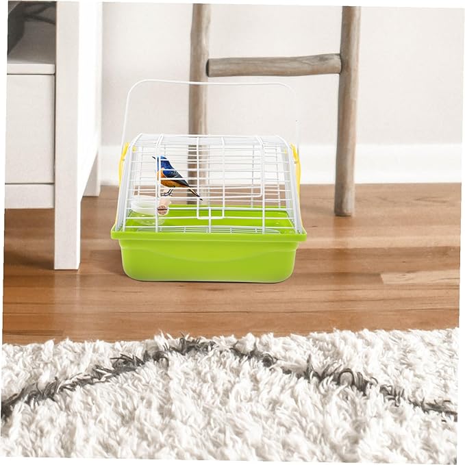 Portable Metal Bird Carrier Cage with Comfortable Handle Breathable Wire Structure for Parrots and Parakeets Lightweight Travel Cage for Outdoor Trips and Car Seat Use Easy to