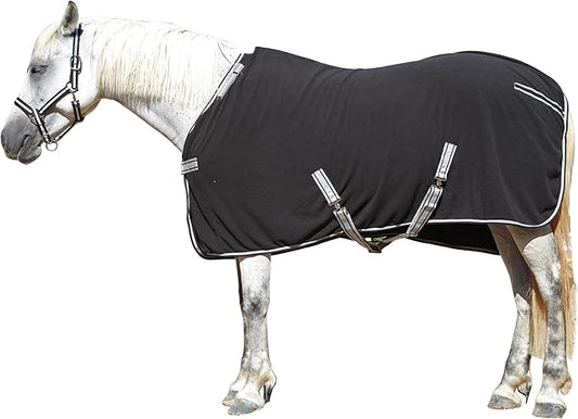 Horse Fleece Cooler, Blanket Liner - 300g Anti-Pilling Fleece, Moisture-Wicking, Cooling & Drying for Post-Workout, Bath & Travel, Prevent Overheating & Chilling Black 72