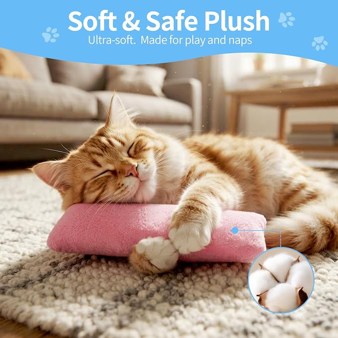 WOUSEDO Catnip Plush Pillows Toys 3 Pack, Crinkle Sound and Catnip Inside - Image 6