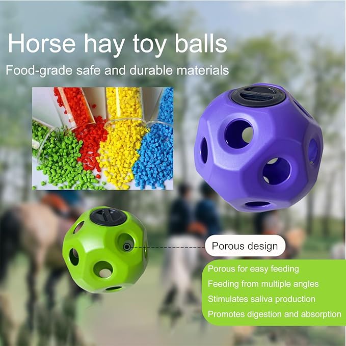 Hay Ball for Horses, 15.75" Large Capacity Hay Feeder for Horses, Slow Feeding Design Horse Treat Ball, Safe Durable Horse Stall Toys, Slow Feeder Ball for Stalls, Ranches, Pastures(Green)