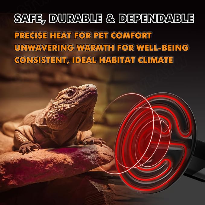 Non-Light Emitting Heating Ceramic Heat Emitter 0.25 inch-75mm - 50W Reptile Heat Lamp (2-Pack) for Terrariums, Brooders & Incubators, Turtle, Lizard, Bearded Dragon, Snake, Small Pets - E26