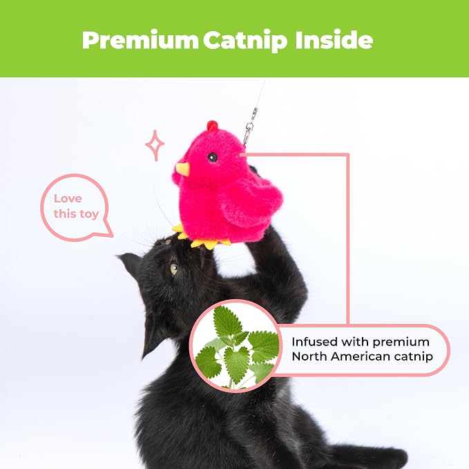 Best Pet Supplies Catify Interactive Flapping Cat Toy - Chick, Fuchsia - Image 5