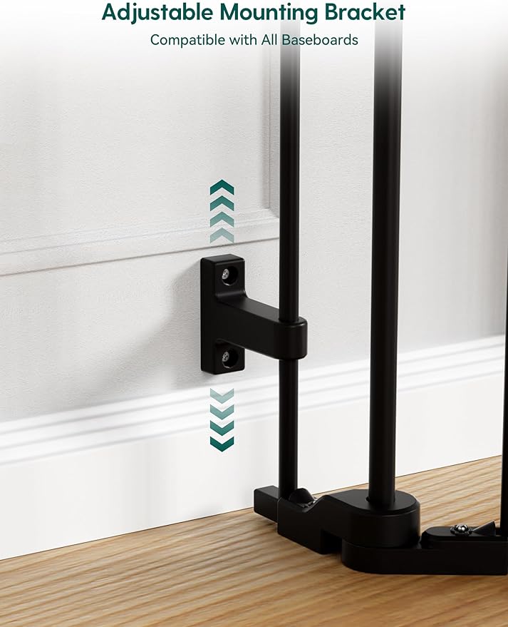 Babelio Baby Gate Extra Wide, Auto Close Dog Gate Pet Gate for House Stairs Doorways Fireplace (Black, 72" Wide Gate - 3 Panels)