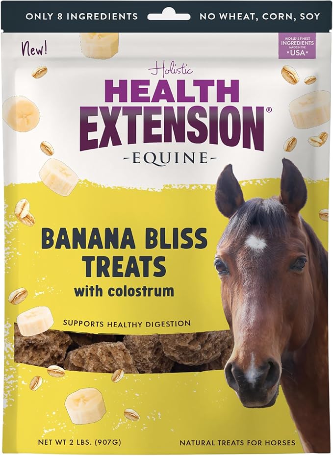 Health Extension Equine Banana Bliss Treats with Colostrum – Refreshing Mint Flavor for Horses – Supports Daily Training Rewards & Positive Reinforcement – 2 lb Bag