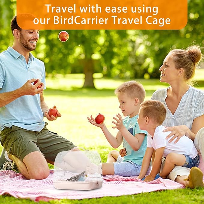 Portable Bird Travel Backpack, Transparent Pet Carrier, Breathable Transport Bag with Removable Stand, Cockatiel Conure Lovebird Parakeet Cage for Outdoor Hiking, Small Parrot Accessories