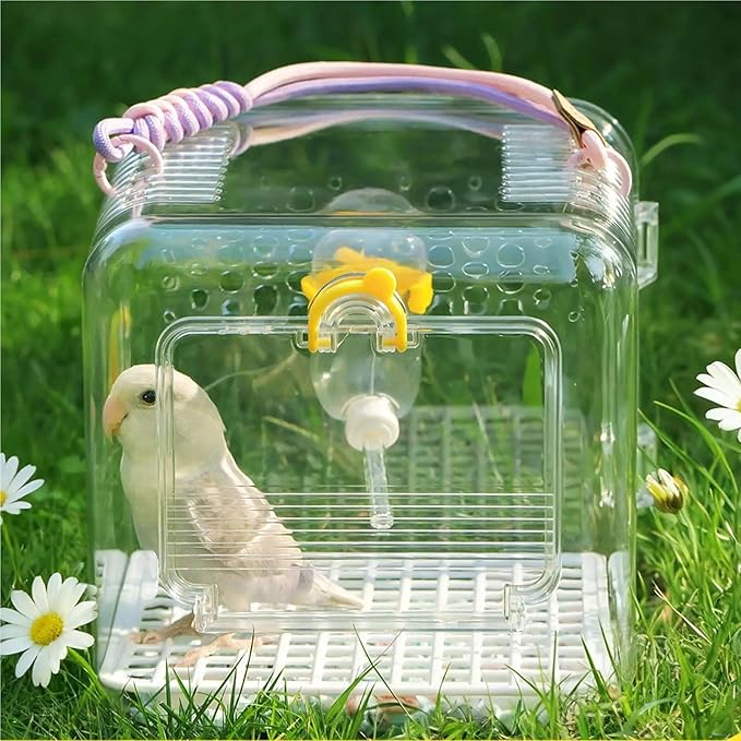 Portable Bird Travel Carrier Cage - Breathable Parrot Carrying Box for Cockatiels, Budgies, and Parrotlets