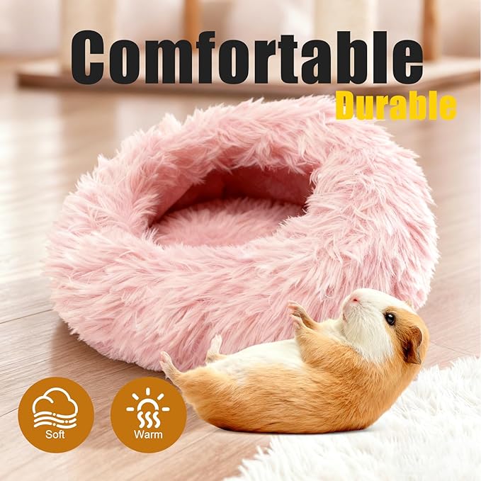 2-Pack Guinea Pig Backpack and Burrowing Bed, Portable Small Animal Cage with Bubble Clear Window, Plush and Fluffy Hideaway Pet Bed for Piggies, Hamster