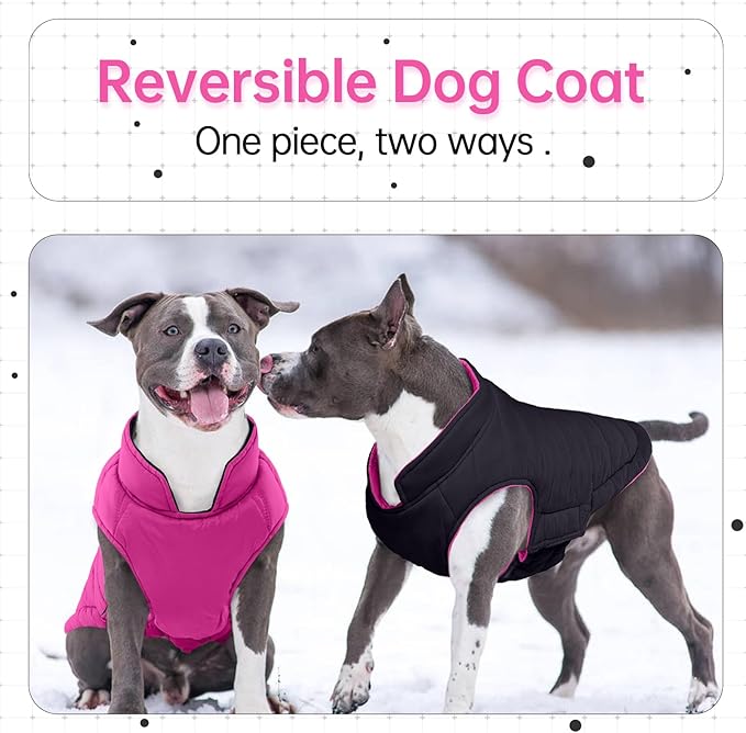 Lelepet Reversible Dog Coat Waterproof Dog Jacket Windproof Puffer Vest for Winter Warm Lightweight Coats for Large Dogs Adjustbale Hook & Loop Pet Apparel with Leash Hole, Golden Retriever, 3XL