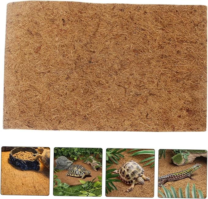BESPORTBLE Turtle Lizard Tank Bedding Coconut Substrate for Reptile Thermal Insulation Pad Easy to Clean Soft Comfortable Mat for Reptile Enclosure