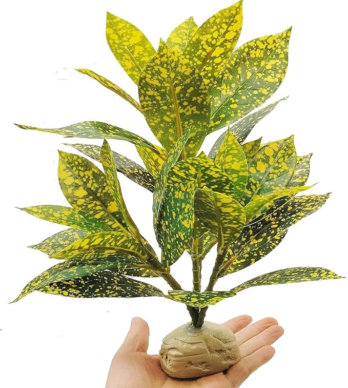 Reptile Plants Terrarium Artificial Leaves Reptile Tank Decorations for Bearded Dragon Lizard Snake Geckos Chameleon Amphibian Habitat Terrarium Decor