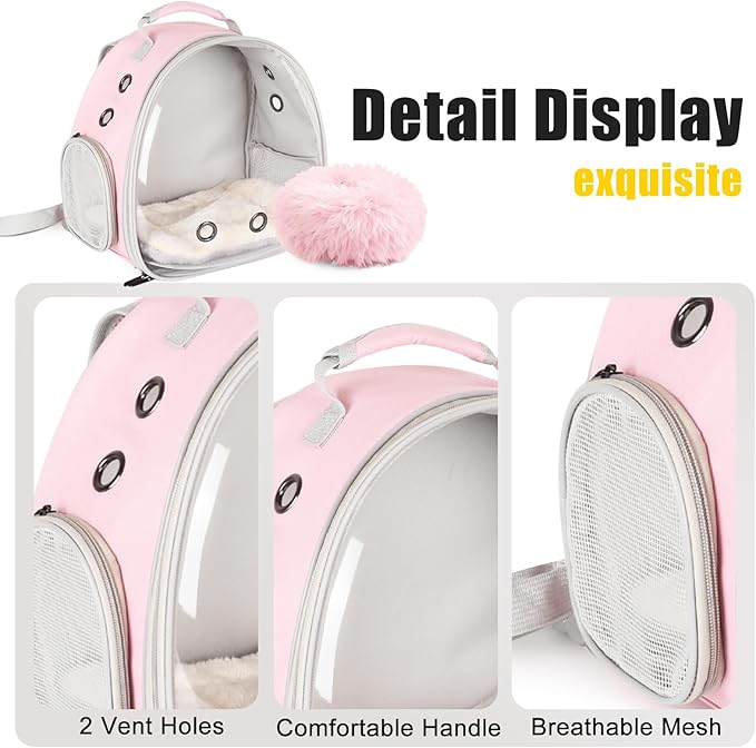 2-Pack Guinea Pig Backpack and Burrowing Bed, Portable Small Animal Cage with Bubble Clear Window, Plush and Fluffy Hideaway Pet Bed for Piggies, Hamster