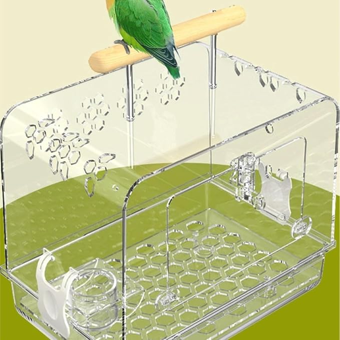 Bird Cage Acrylic Bird Aviary Tall Tiel Cage Parrot Cage Flight Birdcag Bird Carrier Travel Carrier Cage with Wooden Handle