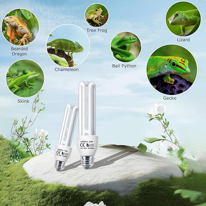 HARTOMPET 5.0 UVB Linear Tube 26W, Tropical Terrarium Lamp for Chameleon, Iguana, Frog, Reptile Habitat Light