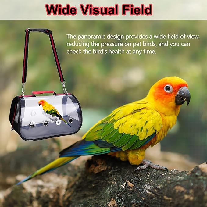 Bird Carrier Travel Cage, Small Bird Carrier, Portable Transparent Carrier Cage Pet Hamster Breathable Out Bag Suitcase for Parakeet, Parrot, Cockatiel, Guinea Pig for Hiking (Size : Small)