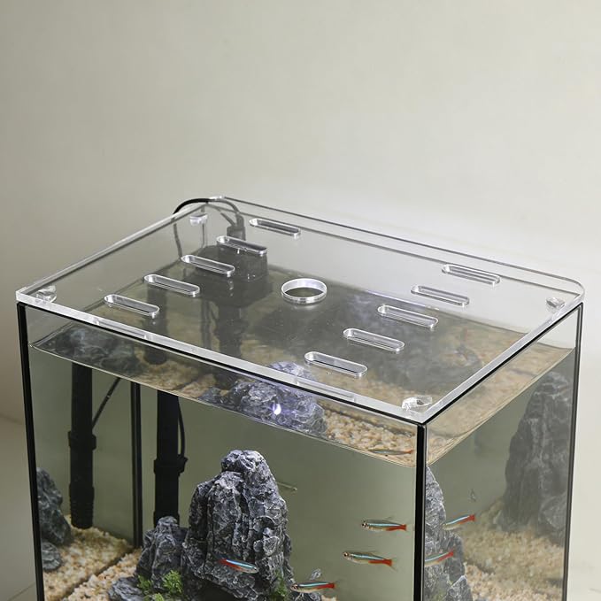 Transparent Aquarium Cover Lid: Acrylic Tank Top Panel with Holes for Breeder Tank Terrarium Aquarium and Small Aquatic Pet Living 20x14cm/7.9x5.5''