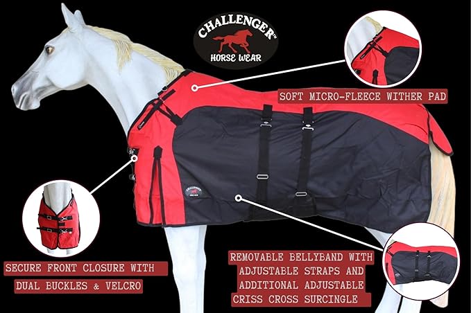 66" 1200D Turnout Lightweight Bellyband Rain Horse Winter Blanket Sheet 386B