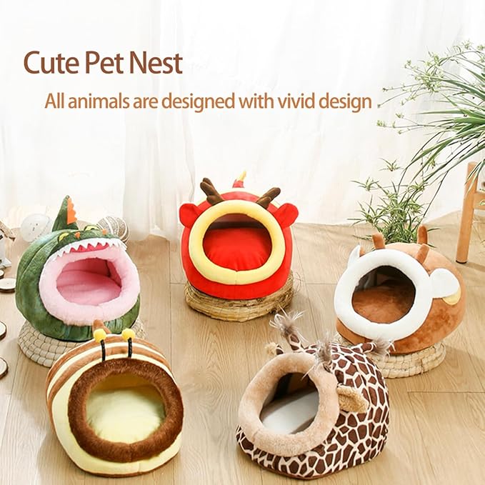 EAEDMY Guinea Pig Bed House & Hideout for Rat Bearded Dragon Hedgehog Ferret to Sleep and Hide, Guinea Pig Cage Accessories Habitat Décor (X-Large, 2.Giraffes)