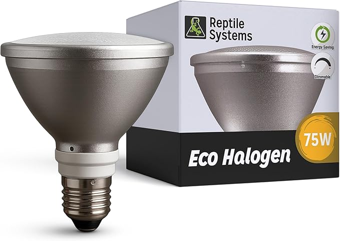 Reptile Systems Eco Halogen – White 75w – Lamp for Reptiles & Amphibians – Light for Tanks, Vivariums & Crested Geckos
